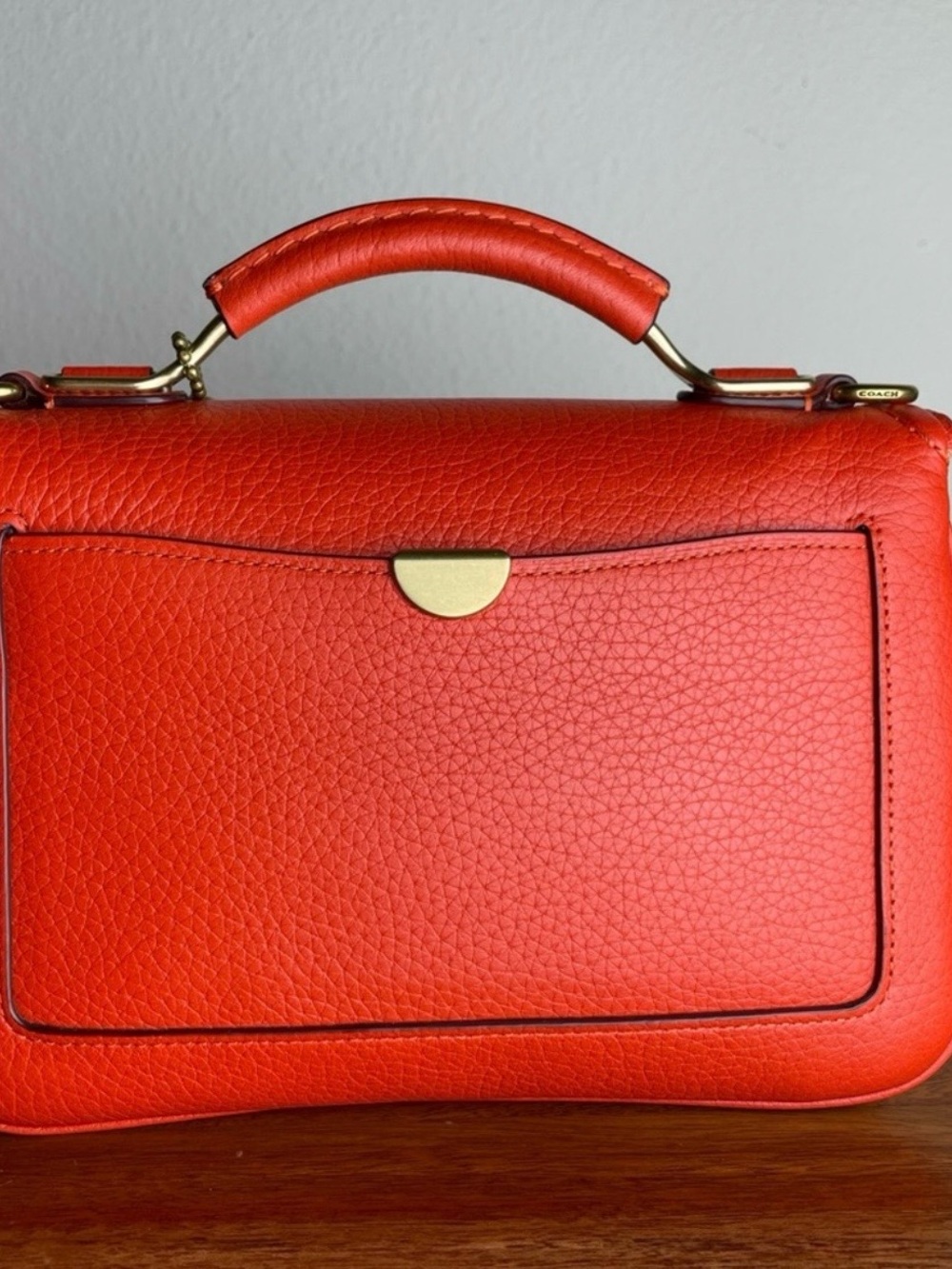 LIKE NEW Coach Riley Top Handle 22 mango - Picture 3 of 12
